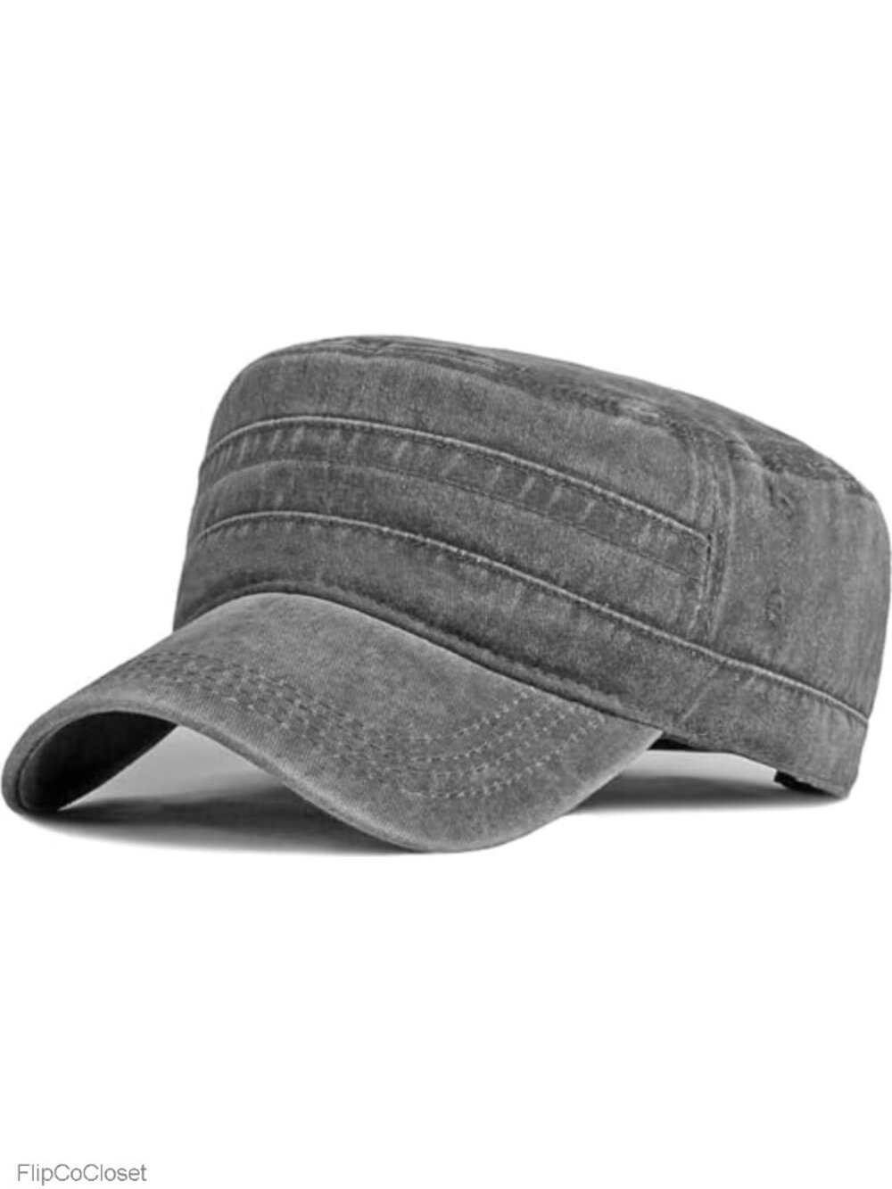 Cadet Army Cap Washed Military Vintage Flat Top Hat Unisex